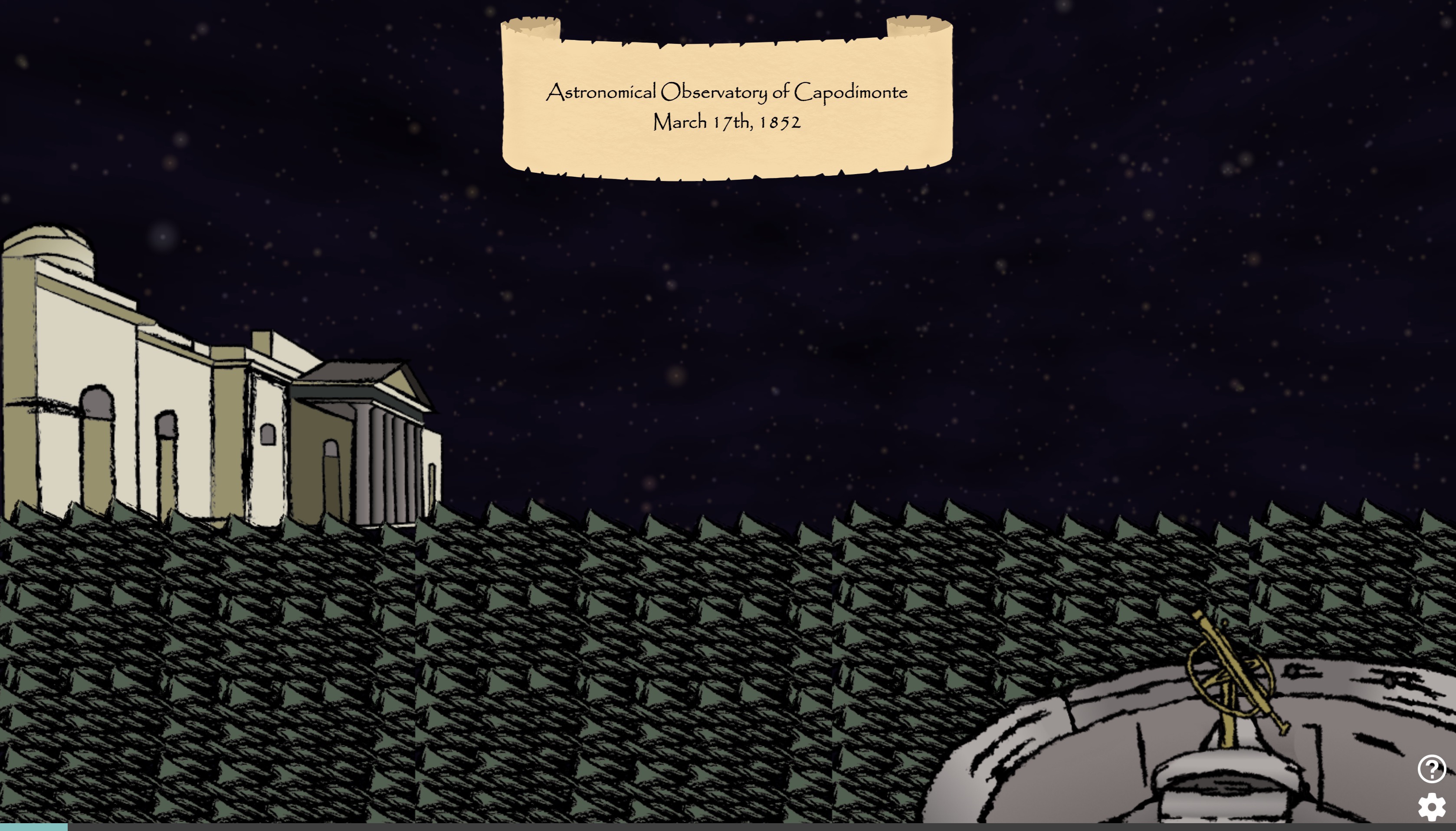 Observatory with telescope pointing up into the night sky
