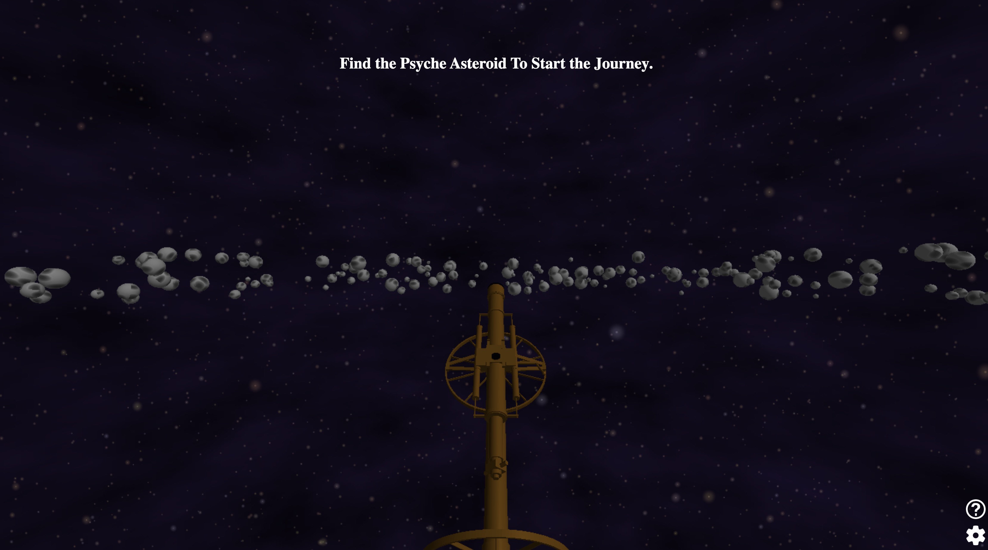 Telescope searching for the asteroid in the night sky